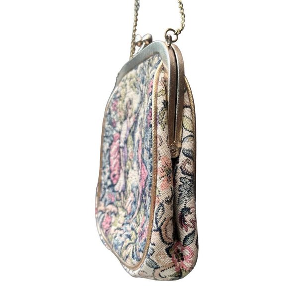 Vintage JR Miami Petite Point Tapestry Clutch Evening Bag Chain Handle 1950 - Picture 5 of 14